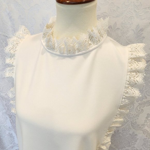 Ann Taylor Cream Lace Sleeveless Top S - Picture 5 of 12